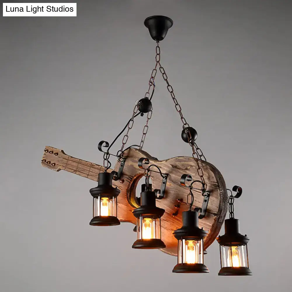 Wood Pendant Light Art Deco Rustic Dining Room