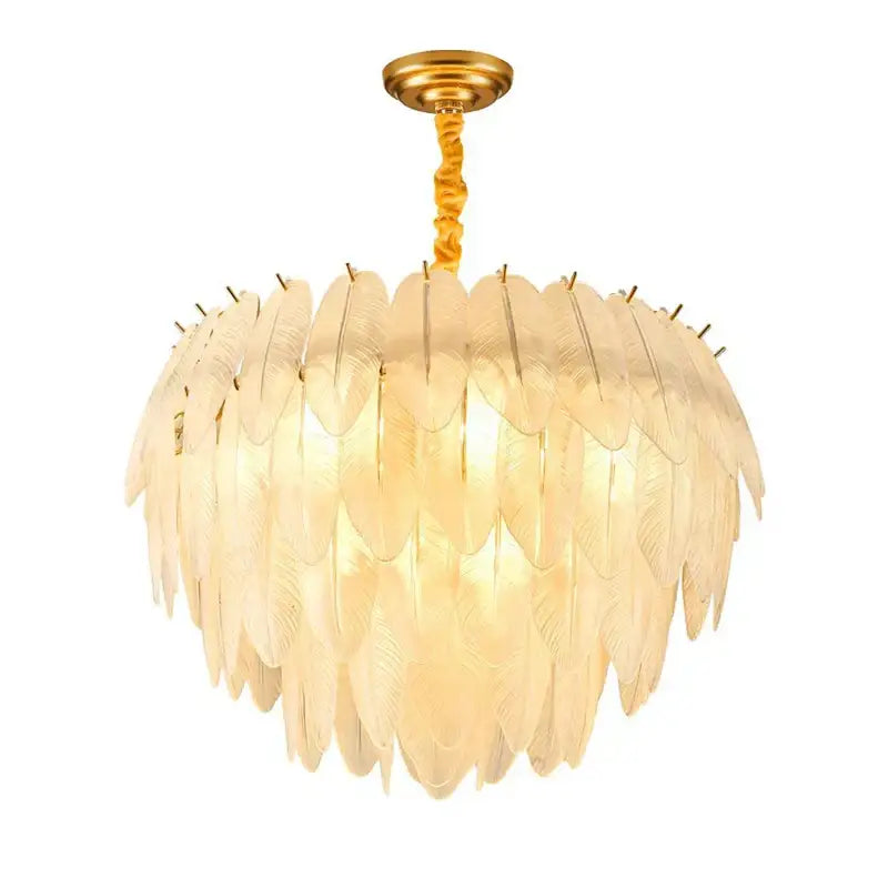 White Glass Feather Chandelier