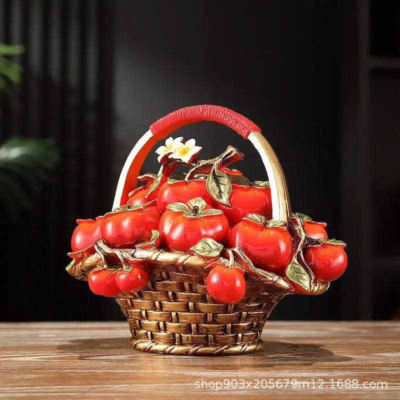 Gold Red Ceramic Fruit Bowl
