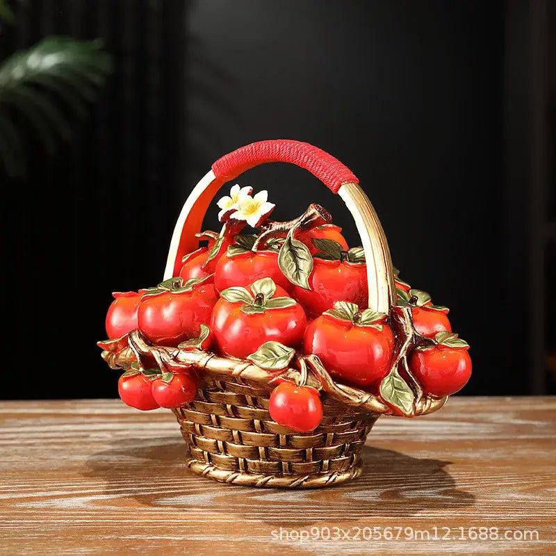 Gold Red Ceramic Fruit Bowl
