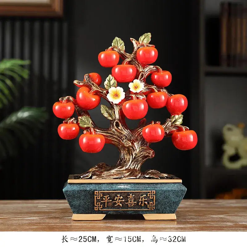 Gold Red Ceramic Fruit Bowl