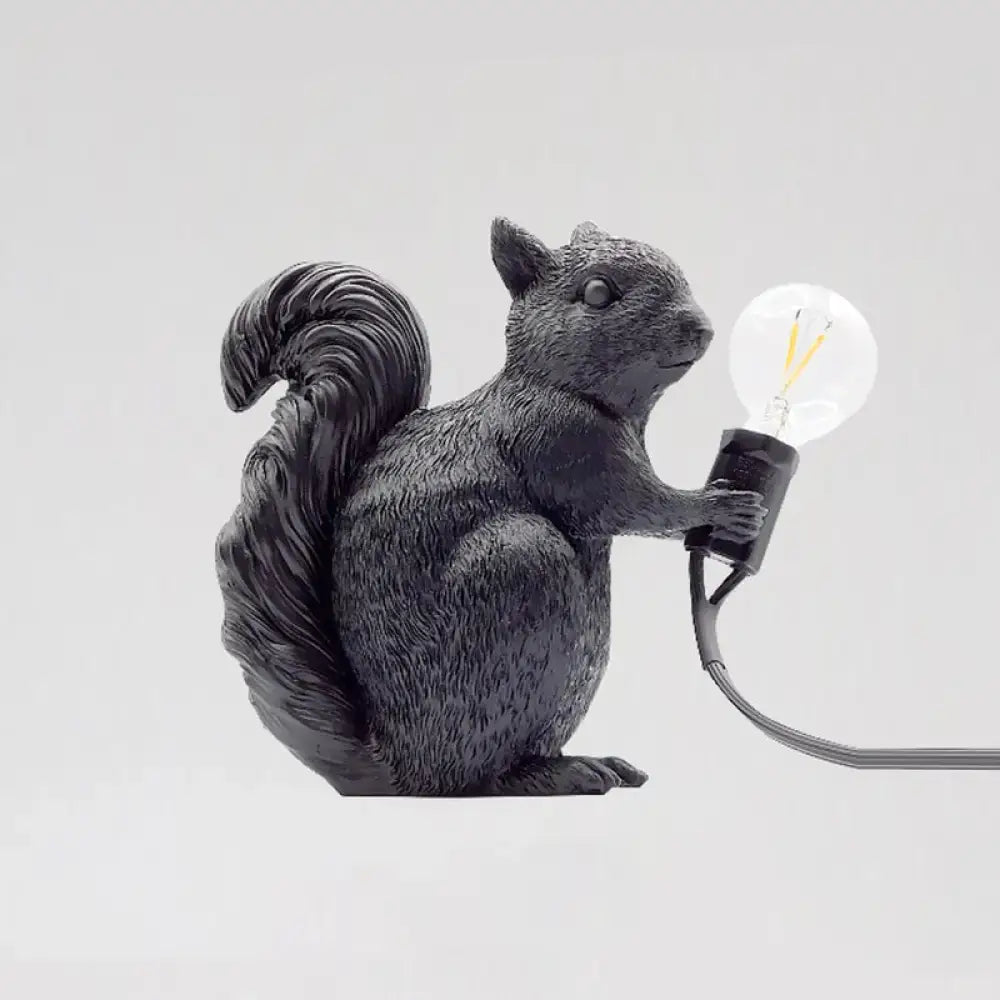 Black Resin Squirrel Lamp