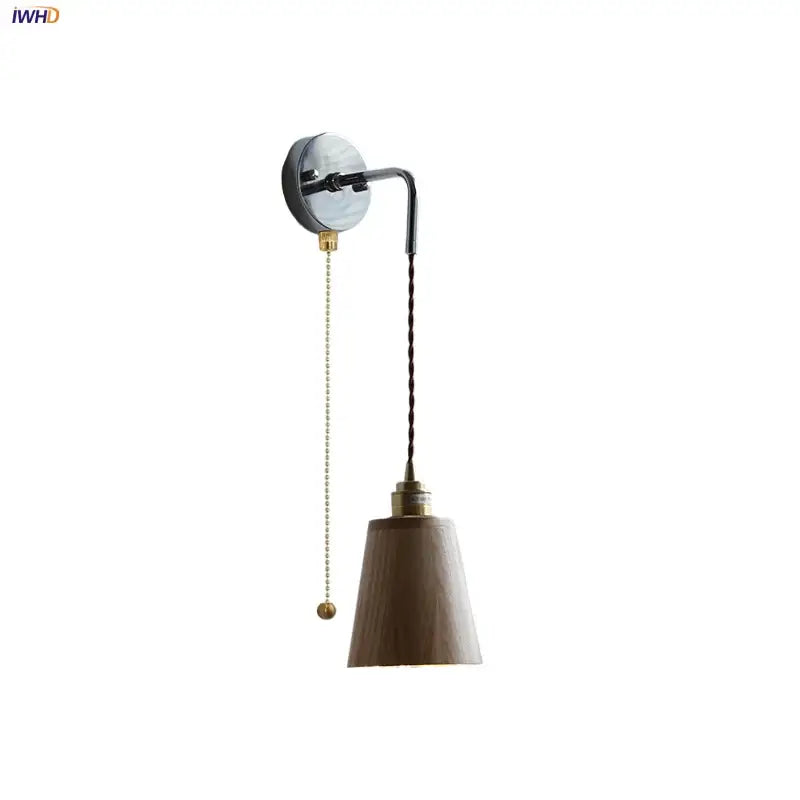Ash Wood Wall Light Japanese Glass Shade
