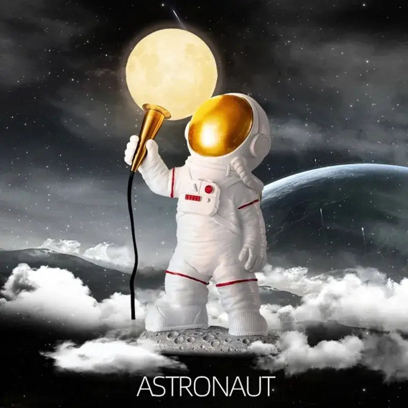 White Gold Astronaut Table Lamp