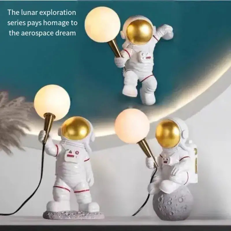 White Gold Astronaut Table Lamp