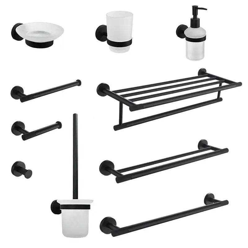 Black Glass Bathroom Set