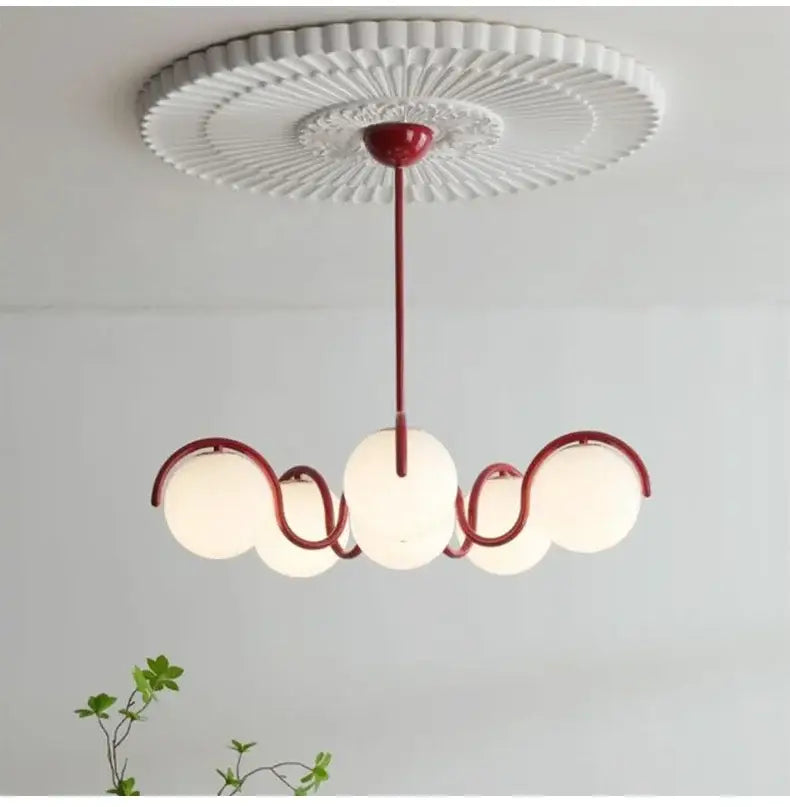 Gold Frosted Glass Pendant Nordic Cream