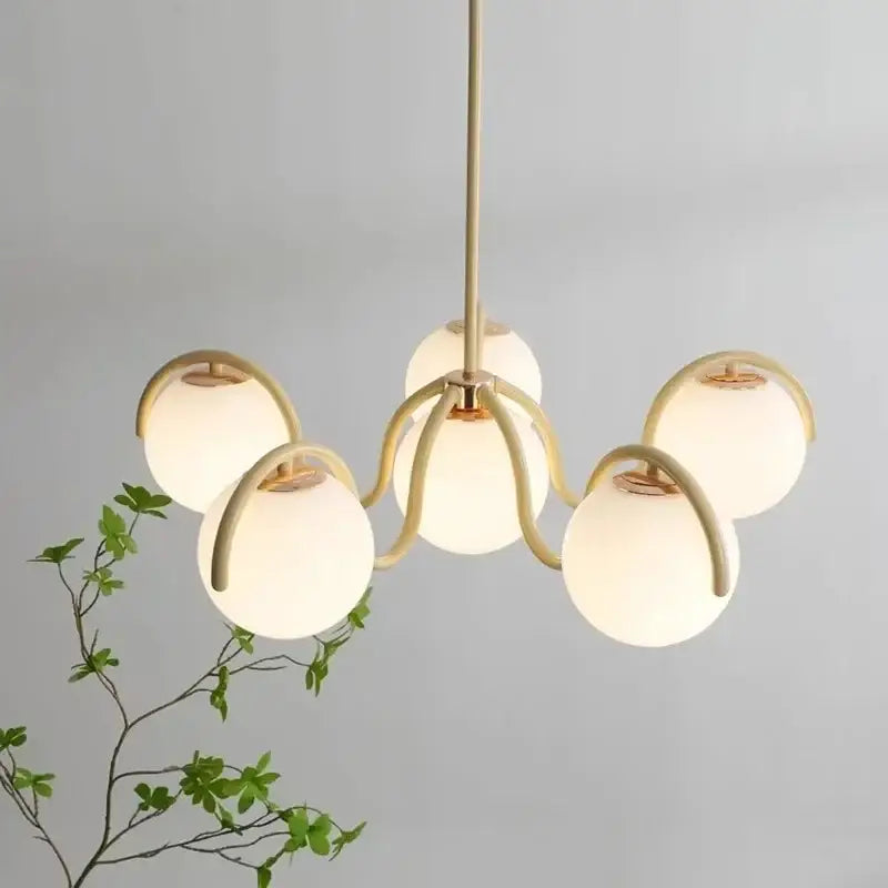 Gold Frosted Glass Pendant Nordic Cream
