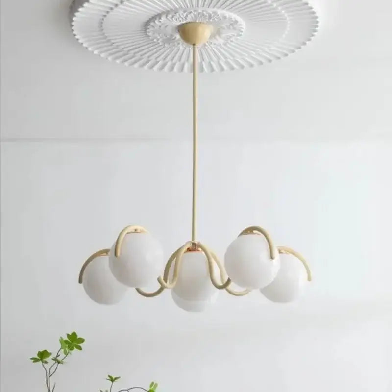 Gold Frosted Glass Pendant Nordic Cream