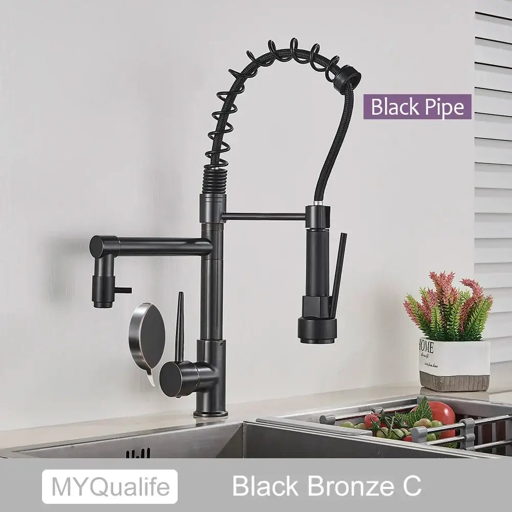 Black Brass Dual Spout Faucet