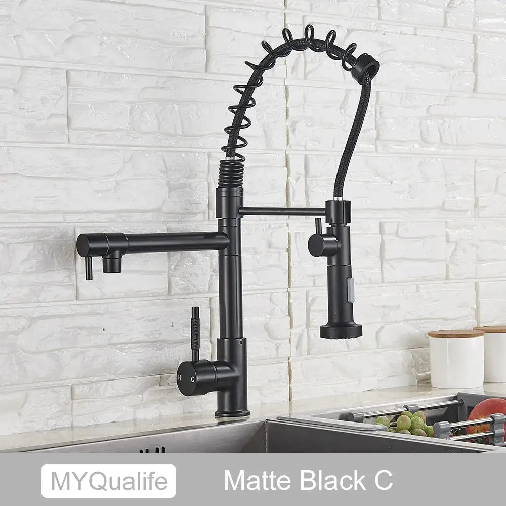 Black Brass Dual Spout Faucet
