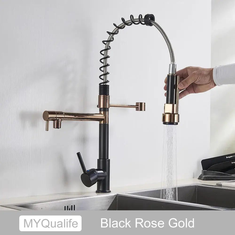 Black Brass Dual Spout Faucet