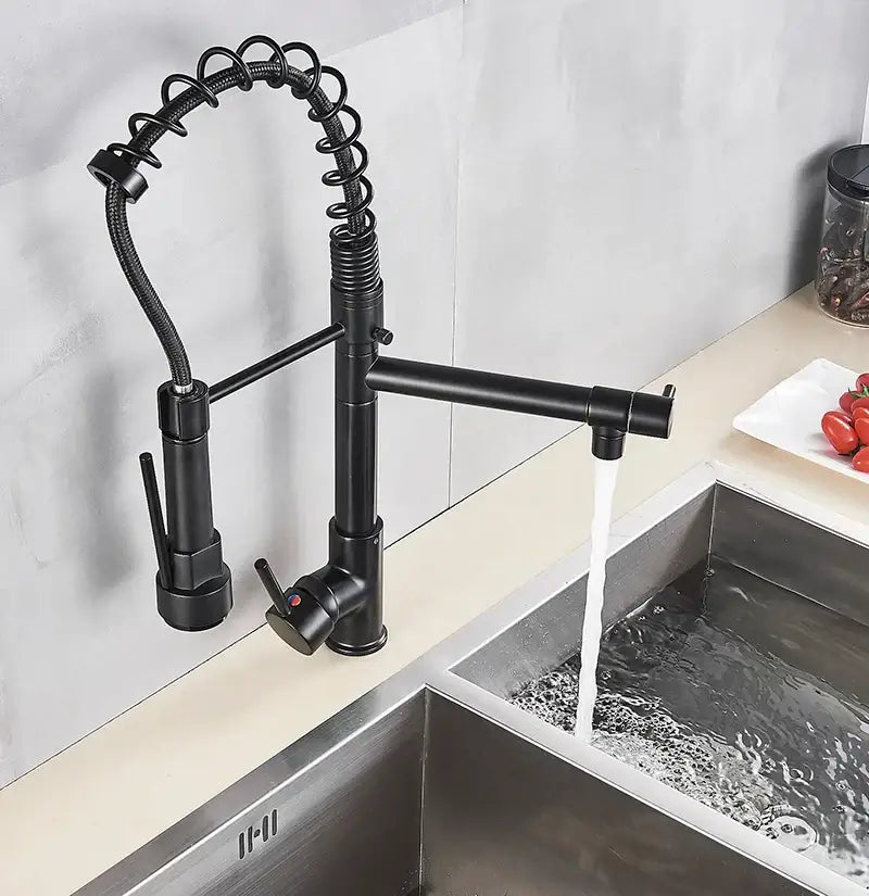 Black Brass Dual Spout Faucet
