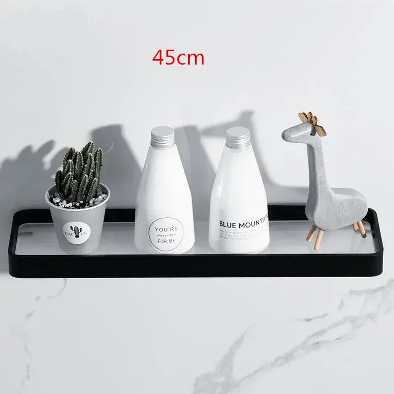 Black Glass Bathroom Shelf 50cm Wall-Mounted
