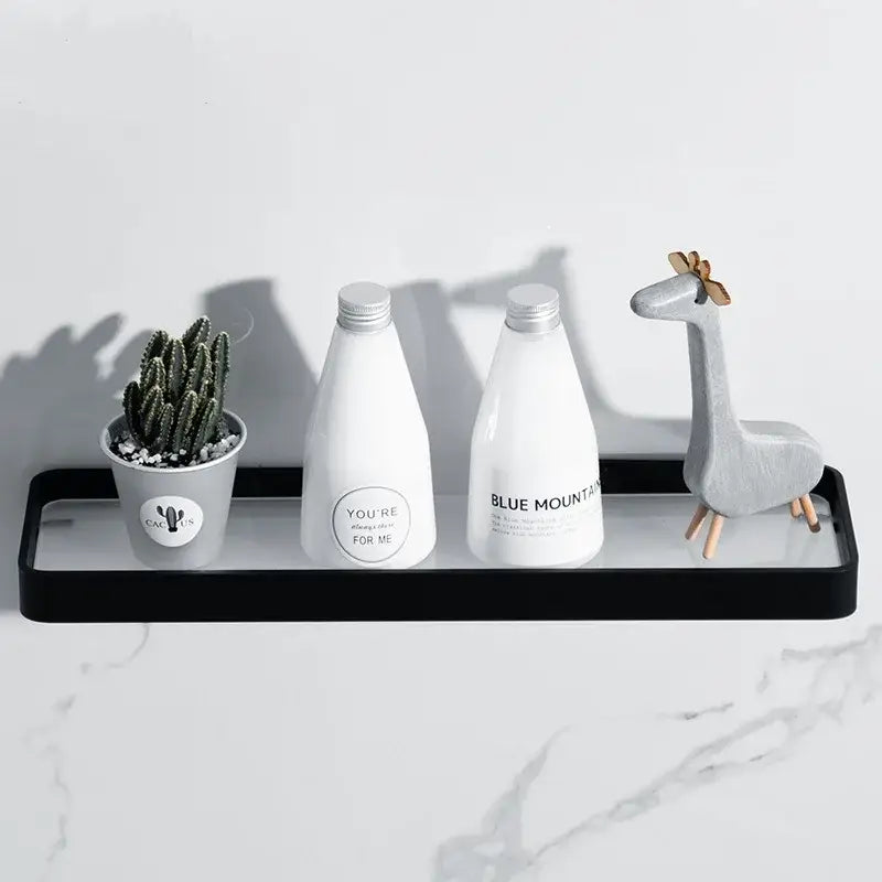 Black Glass Bathroom Shelf 50cm Wall-Mounted