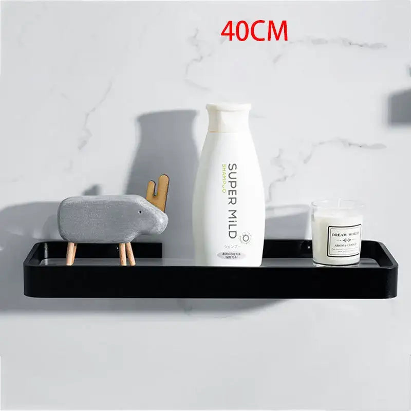 Black Glass Bathroom Shelf 50cm Wall-Mounted