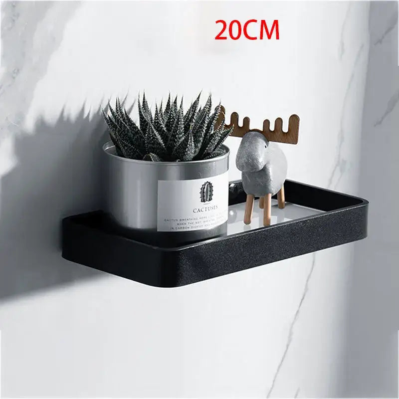 Black Glass Bathroom Shelf 50cm Wall-Mounted
