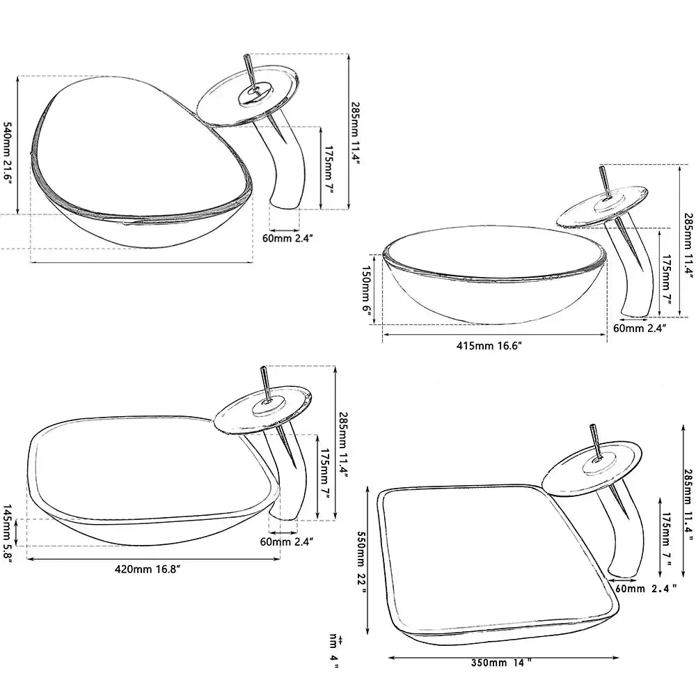 Black Glass Sink Set