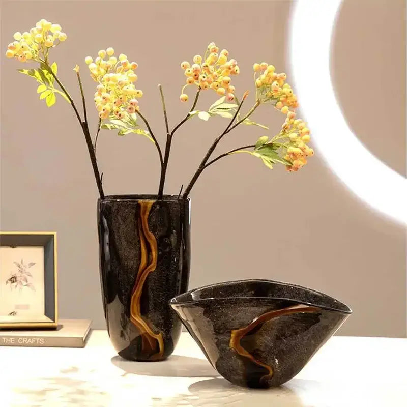 Black Gold Glass Vase
