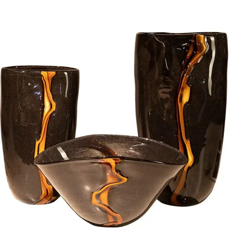 Black Gold Glass Vase