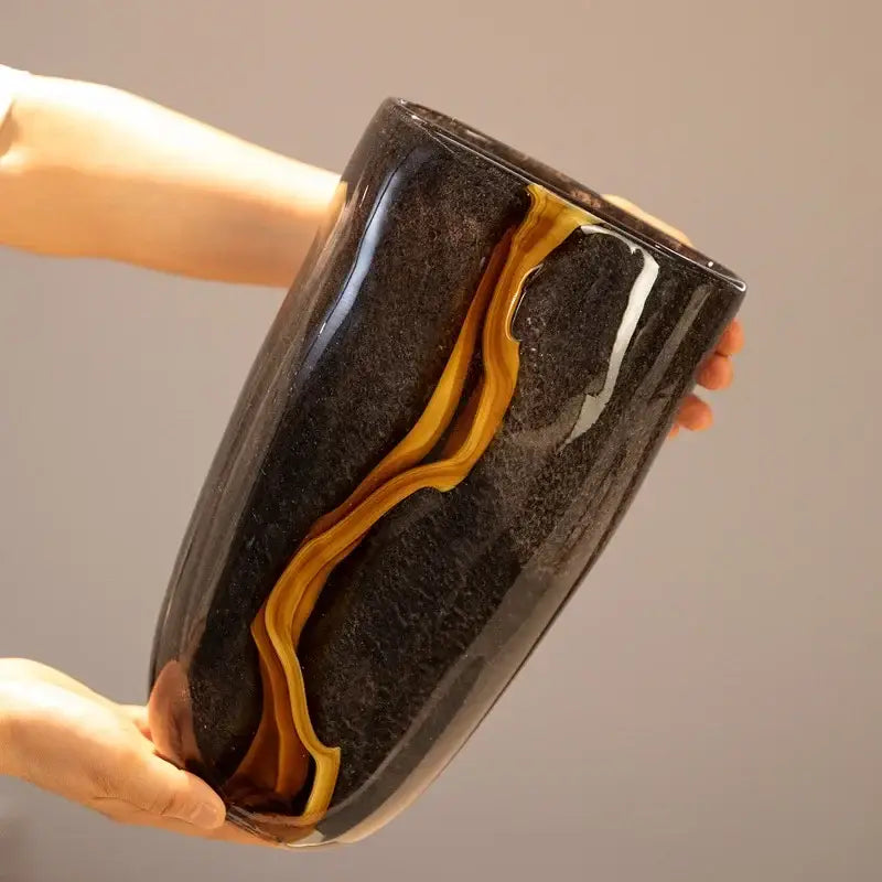 Black Gold Glass Vase