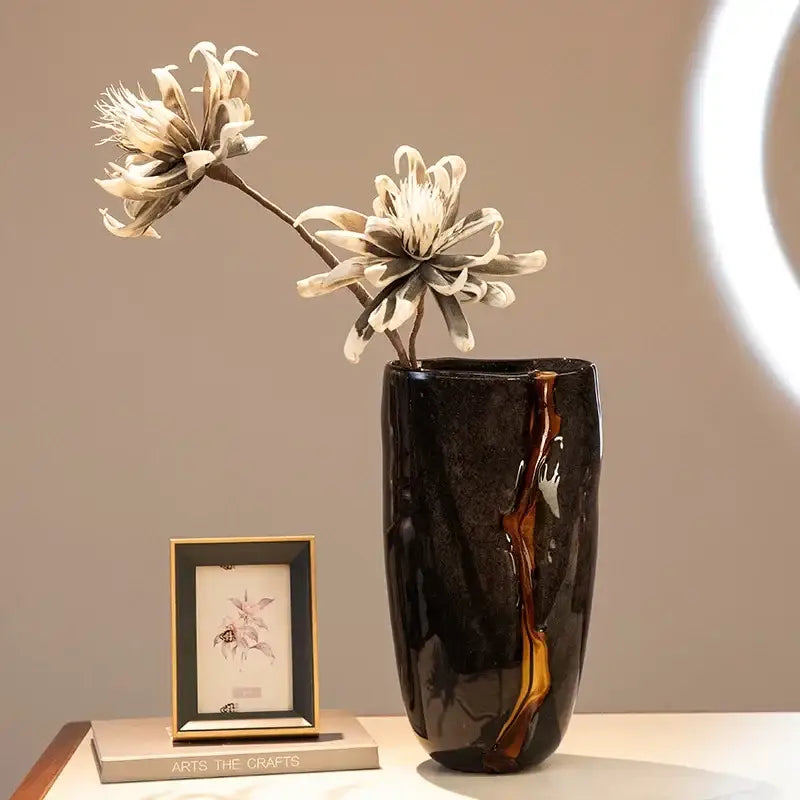Black Gold Glass Vase
