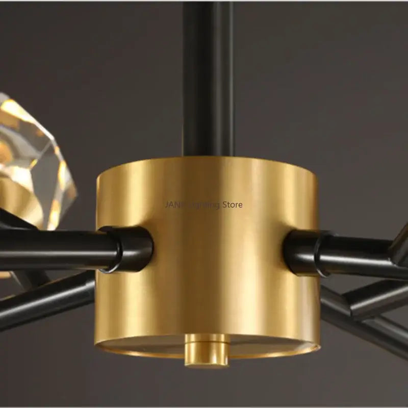 Black Gold Crystal Chandelier 18-Light Wall Ceiling