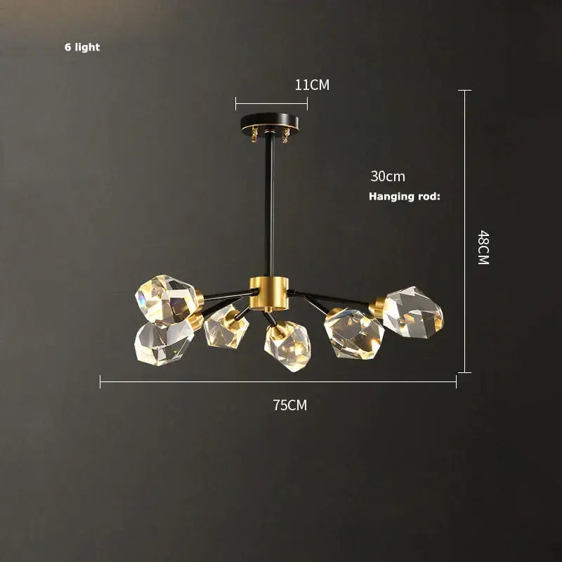 Black Gold Crystal Chandelier 18-Light Wall Ceiling