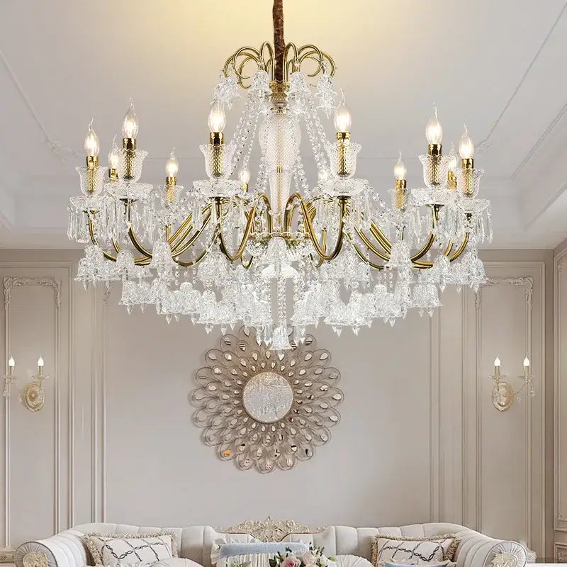 Black Gold Crystal Chandelier 18-Light Design