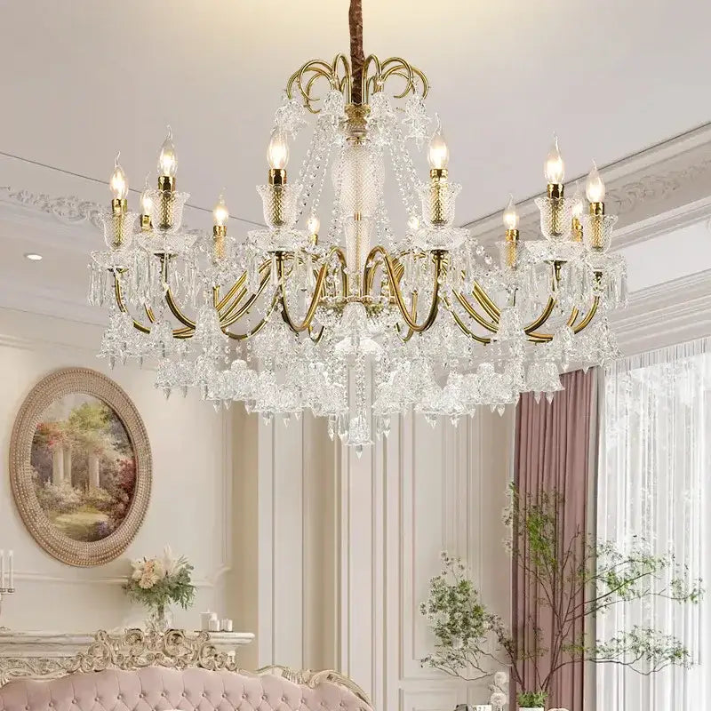 Black Gold Crystal Chandelier 18-Light Design