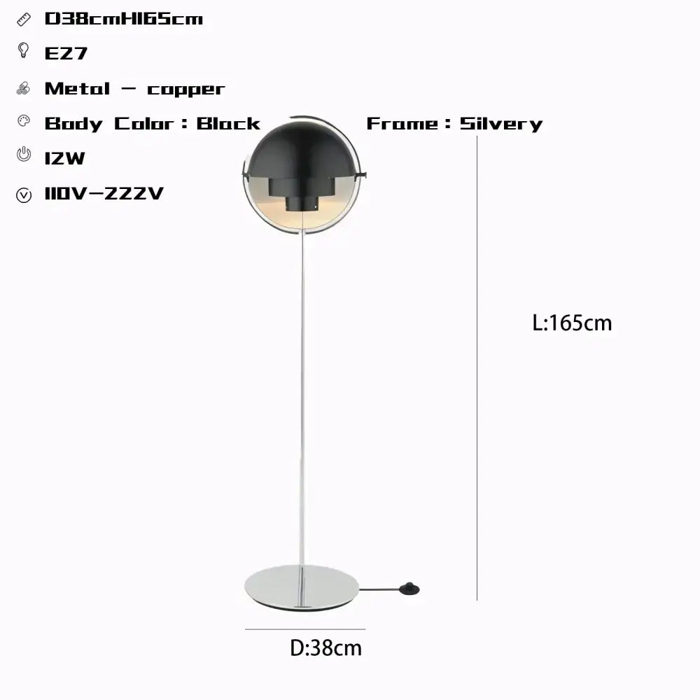Black Gold Iron Floor Lamp 165cm