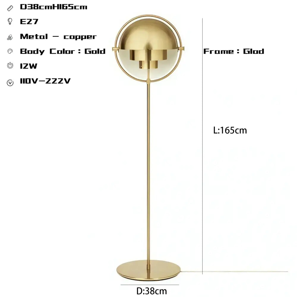 Black Gold Iron Floor Lamp 165cm