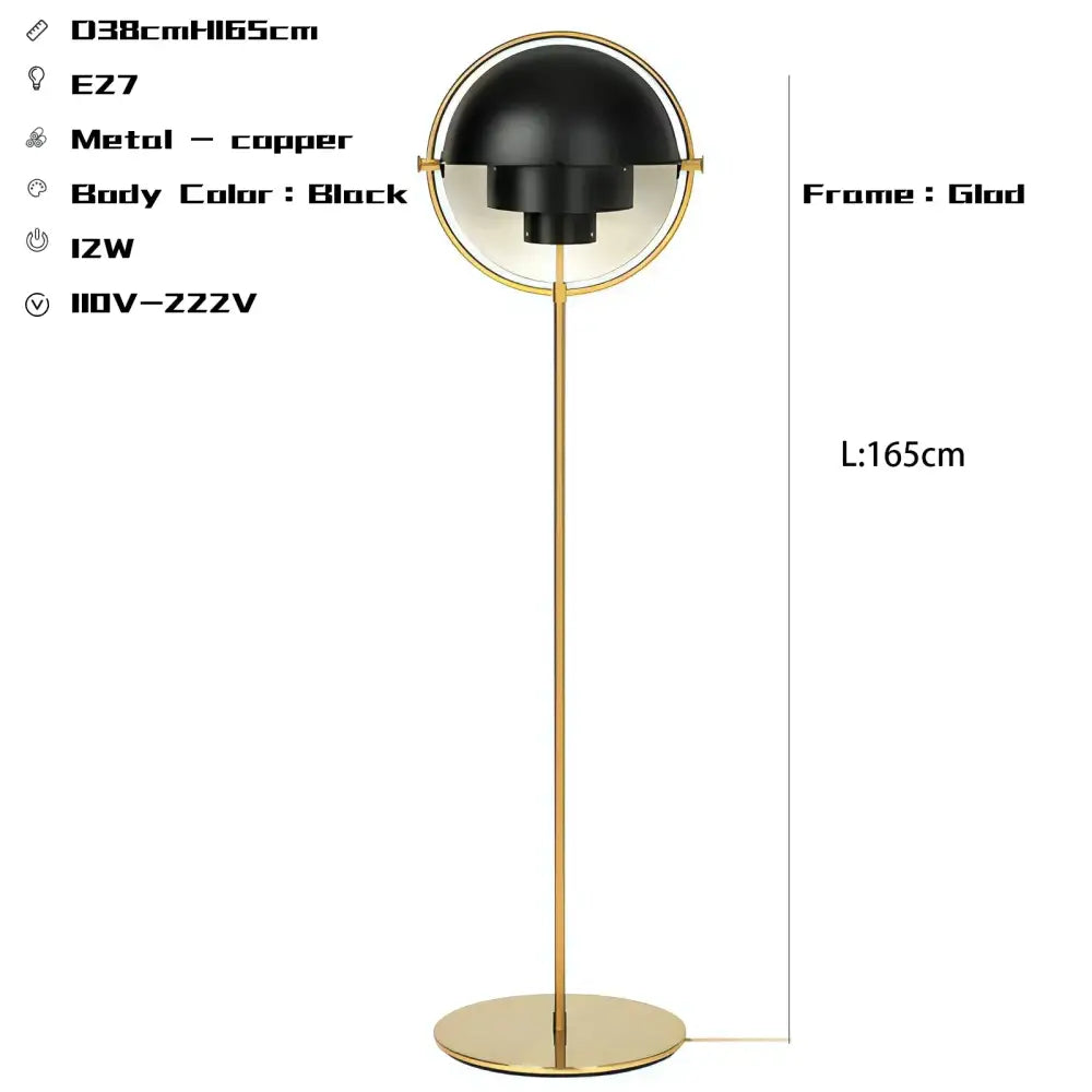 Black Gold Iron Floor Lamp 165cm
