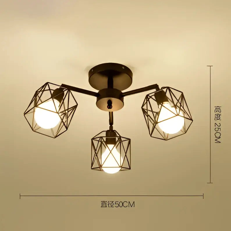 Black Iron Cage Spider Chandelier 8-Head
