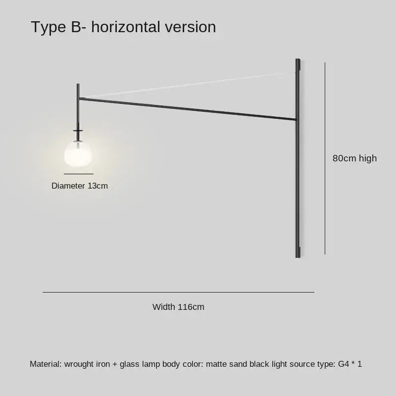 Black Iron Long Wall Lamp