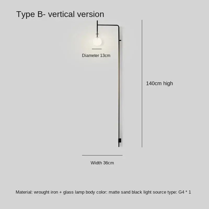 Black Iron Long Wall Lamp