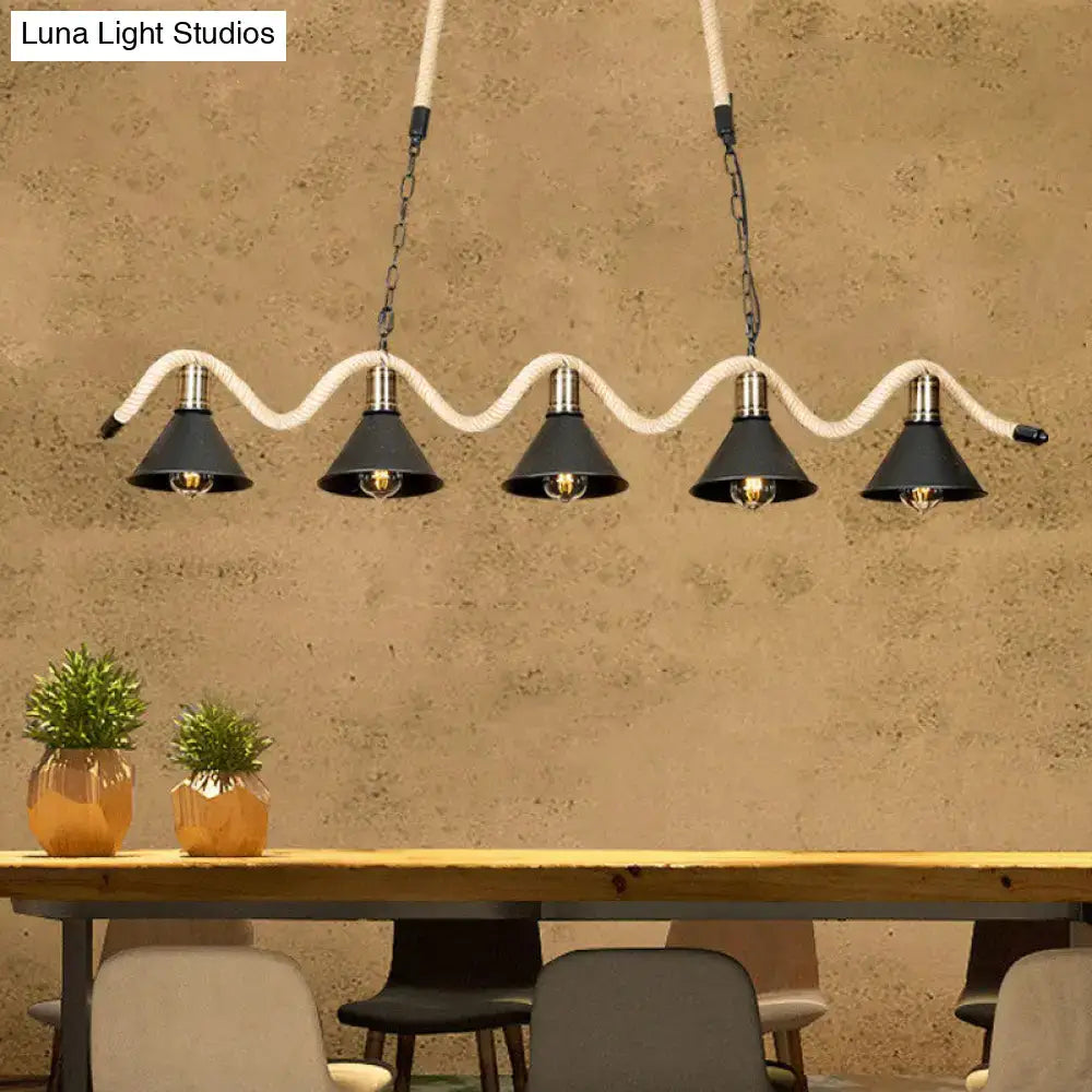 Black Hemp Rope Pendant Light