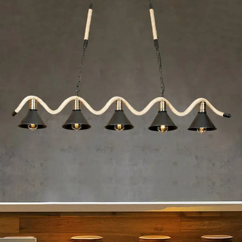 Black Hemp Rope Pendant Light