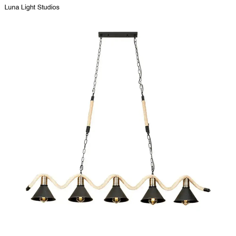 Black Hemp Rope Pendant Light