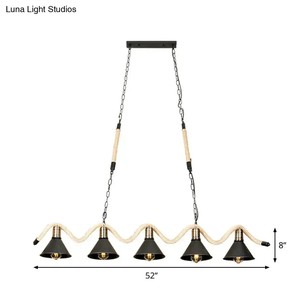 Black Hemp Rope Pendant Light