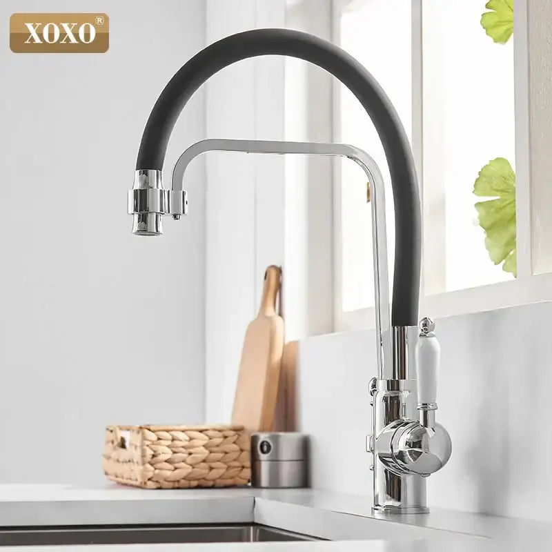 Black Brass Dual Handle Kitchen Faucet