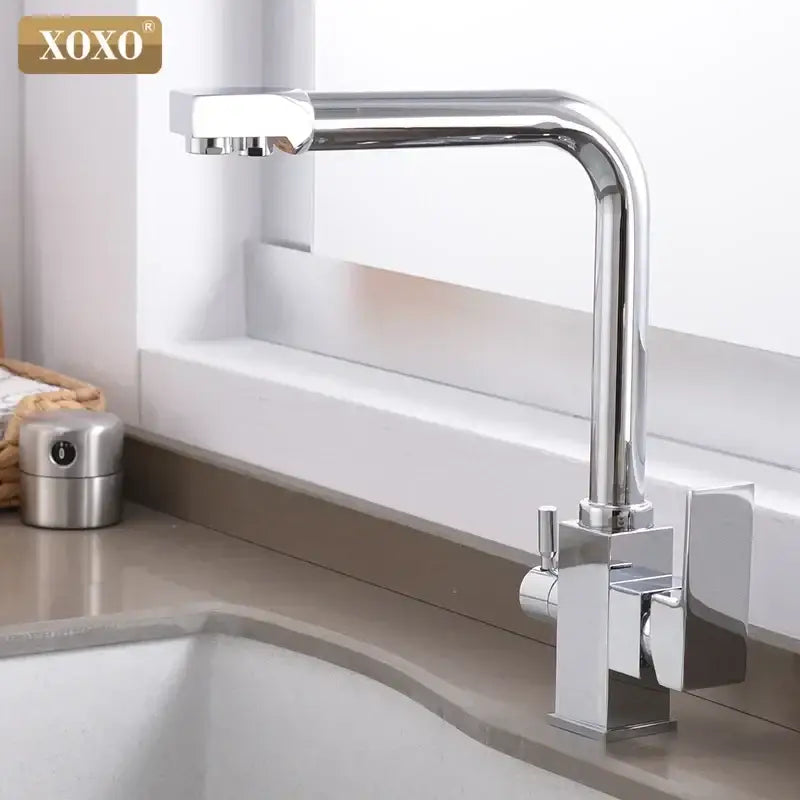 Black Brass Dual Handle Kitchen Faucet
