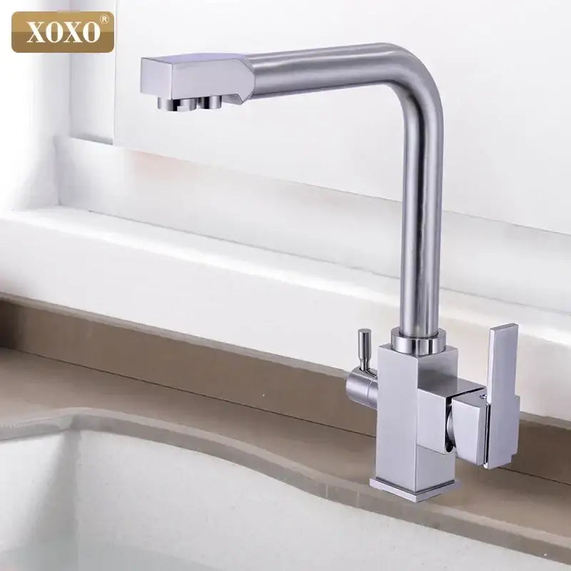Black Brass Dual Handle Kitchen Faucet