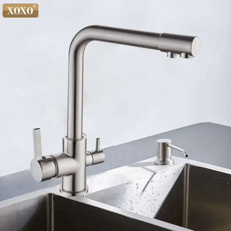 Black Brass Dual Handle Kitchen Faucet