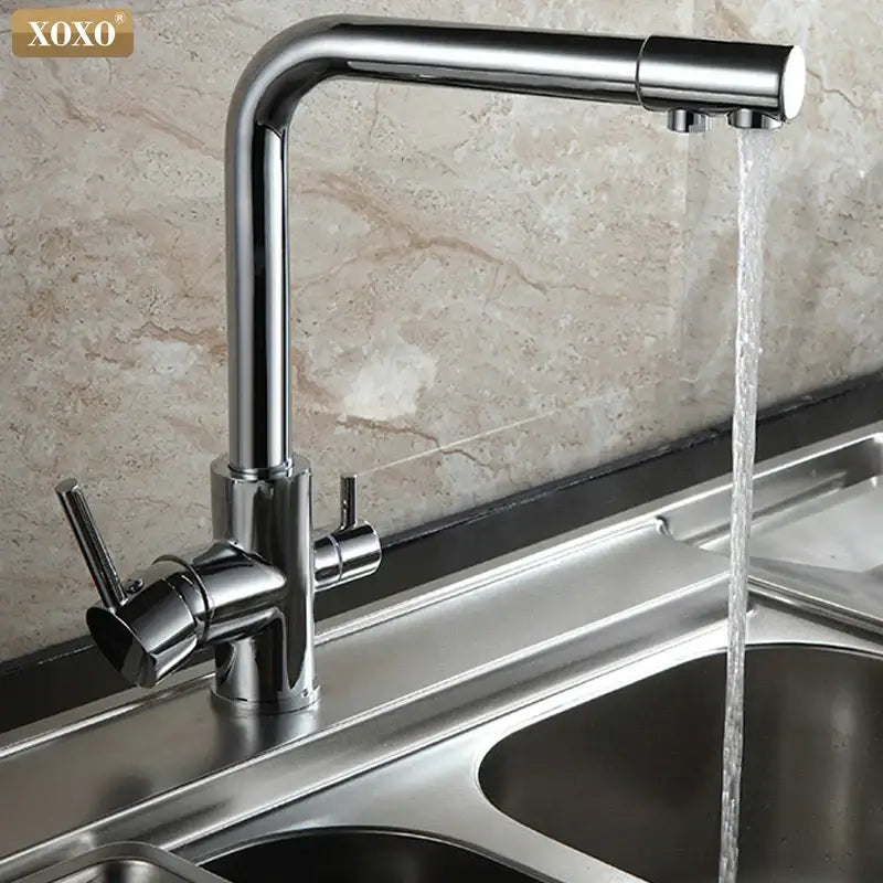 Black Brass Dual Handle Kitchen Faucet