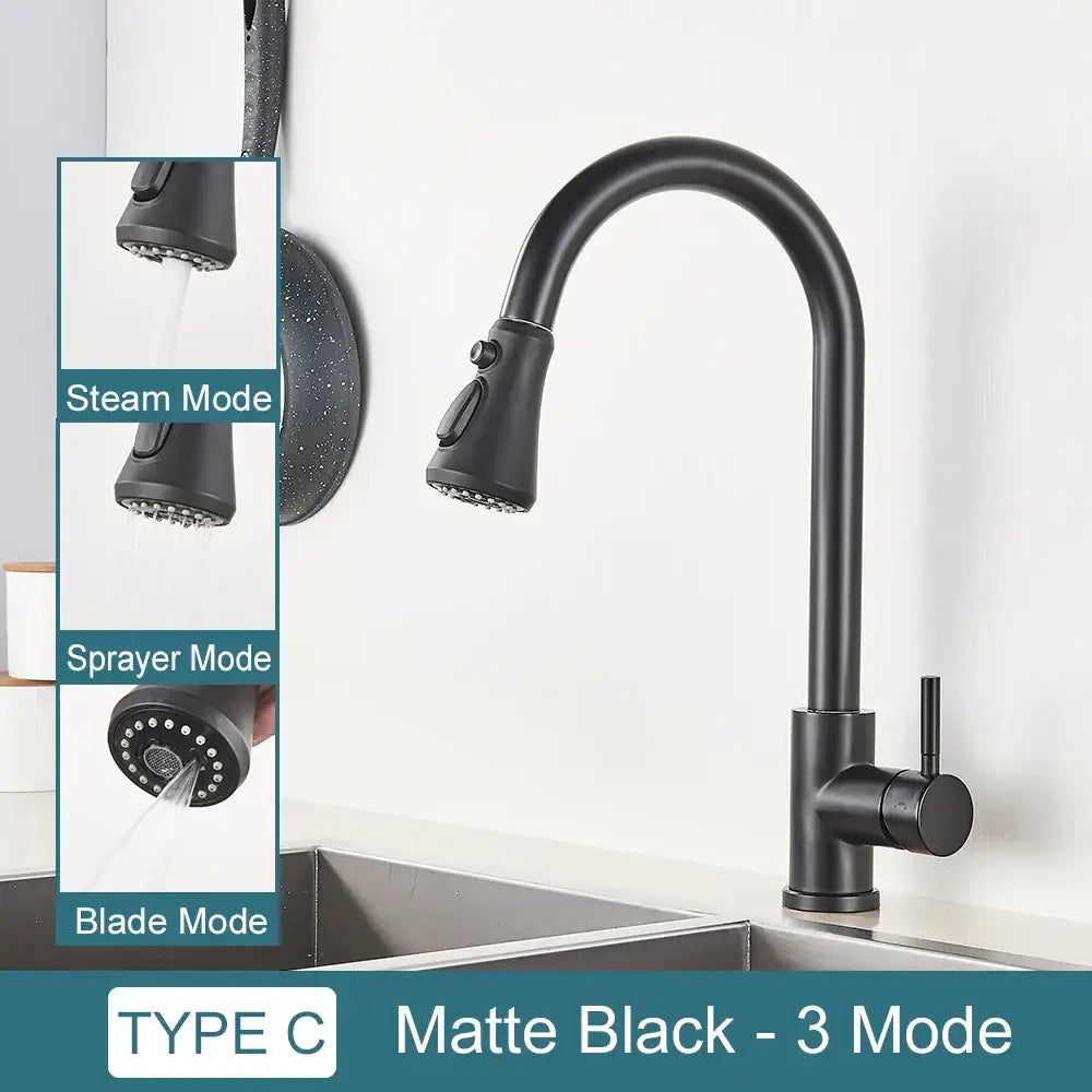 Black Pull-Out Mixer Faucet