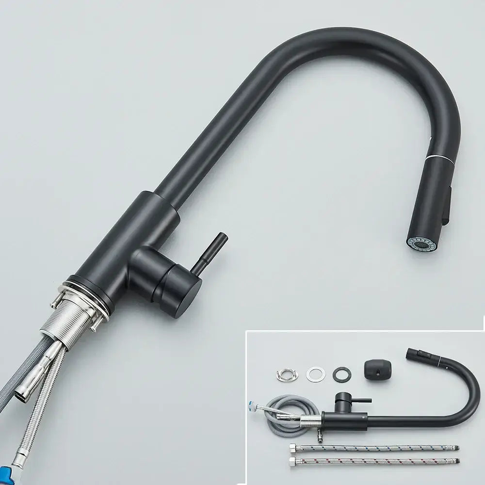 Black Pull-Out Mixer Faucet
