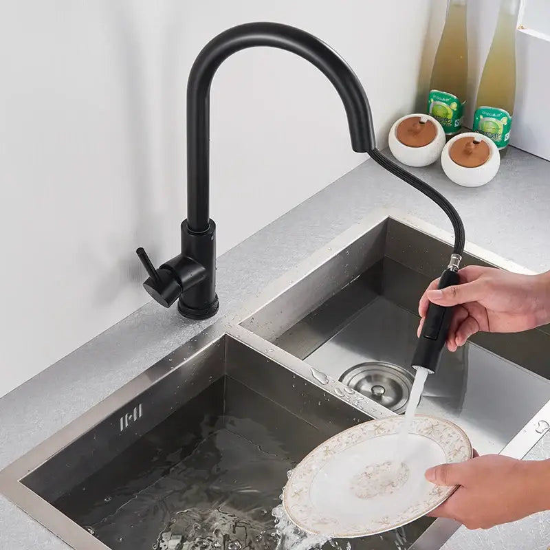 Black Pull-Out Mixer Faucet