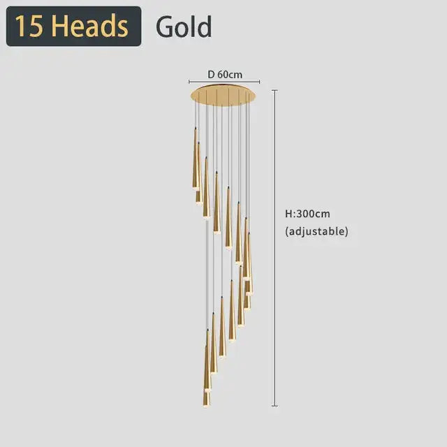 Black LED Ceiling Chandelier 19-Light