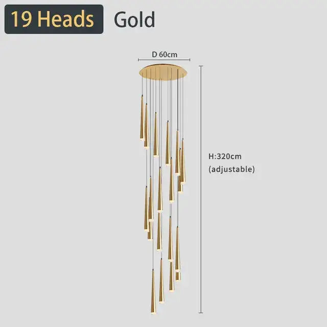 Black LED Ceiling Chandelier 19-Light
